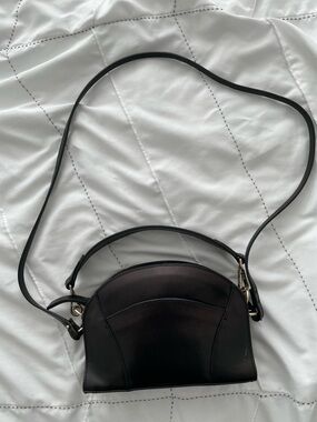 & Other Stories Black Leather Crescent Crossbody Bag